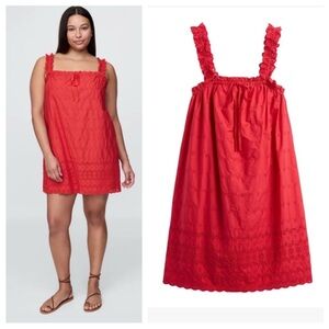 Gap x DOEN Eyelet Shift Mini Dress Red